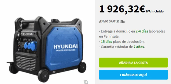 modelo generador portátil caravana HY6500SEi